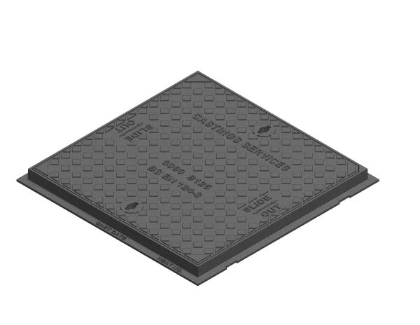 B125 Ductile Iron Cover and Frame 600 x 600 Square 40mm Deep